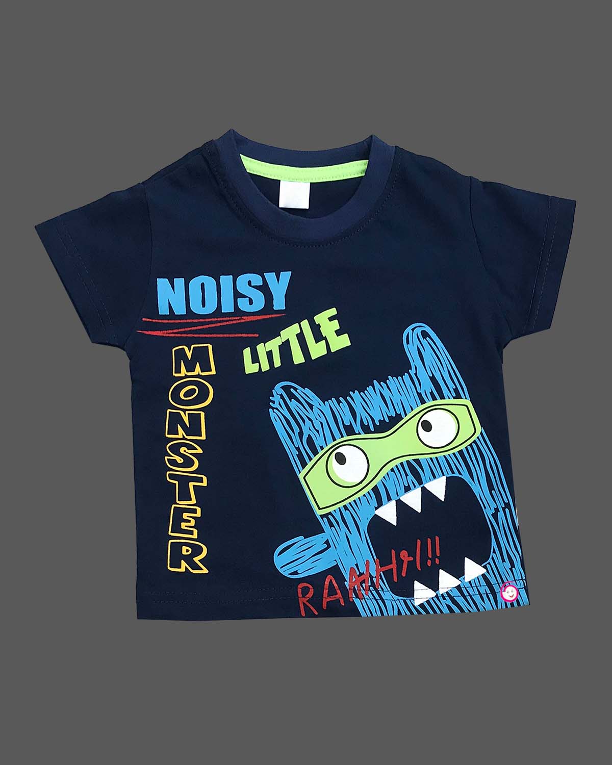 Boys monster printed tee with shorts - Royal Blue