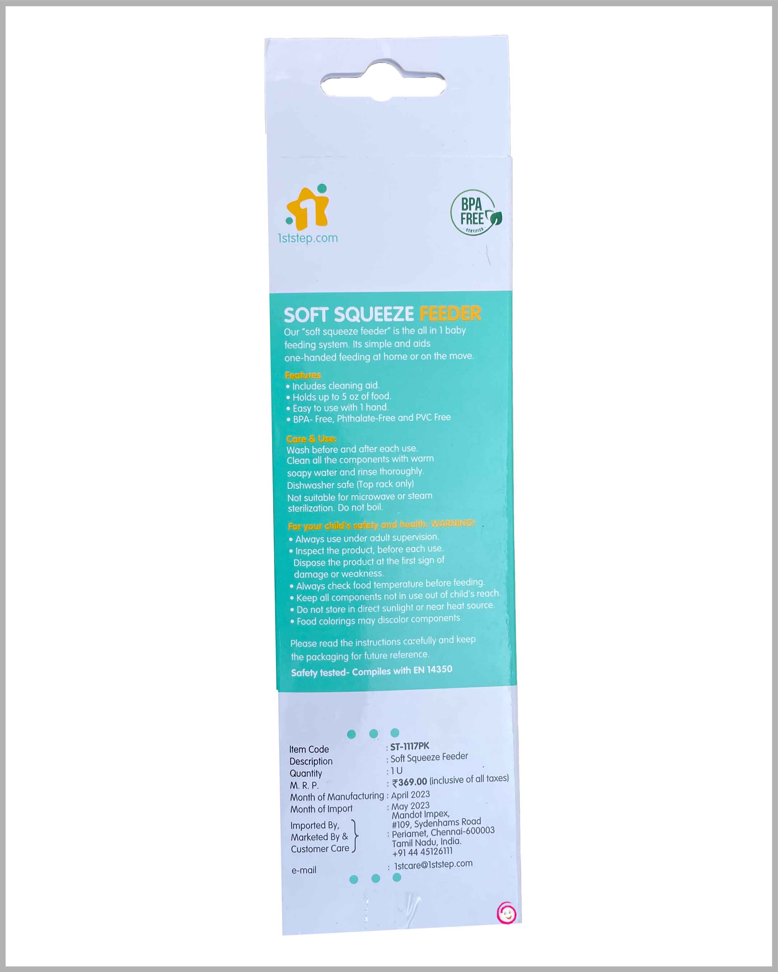 1st step soft squeeze food feeder - Pink