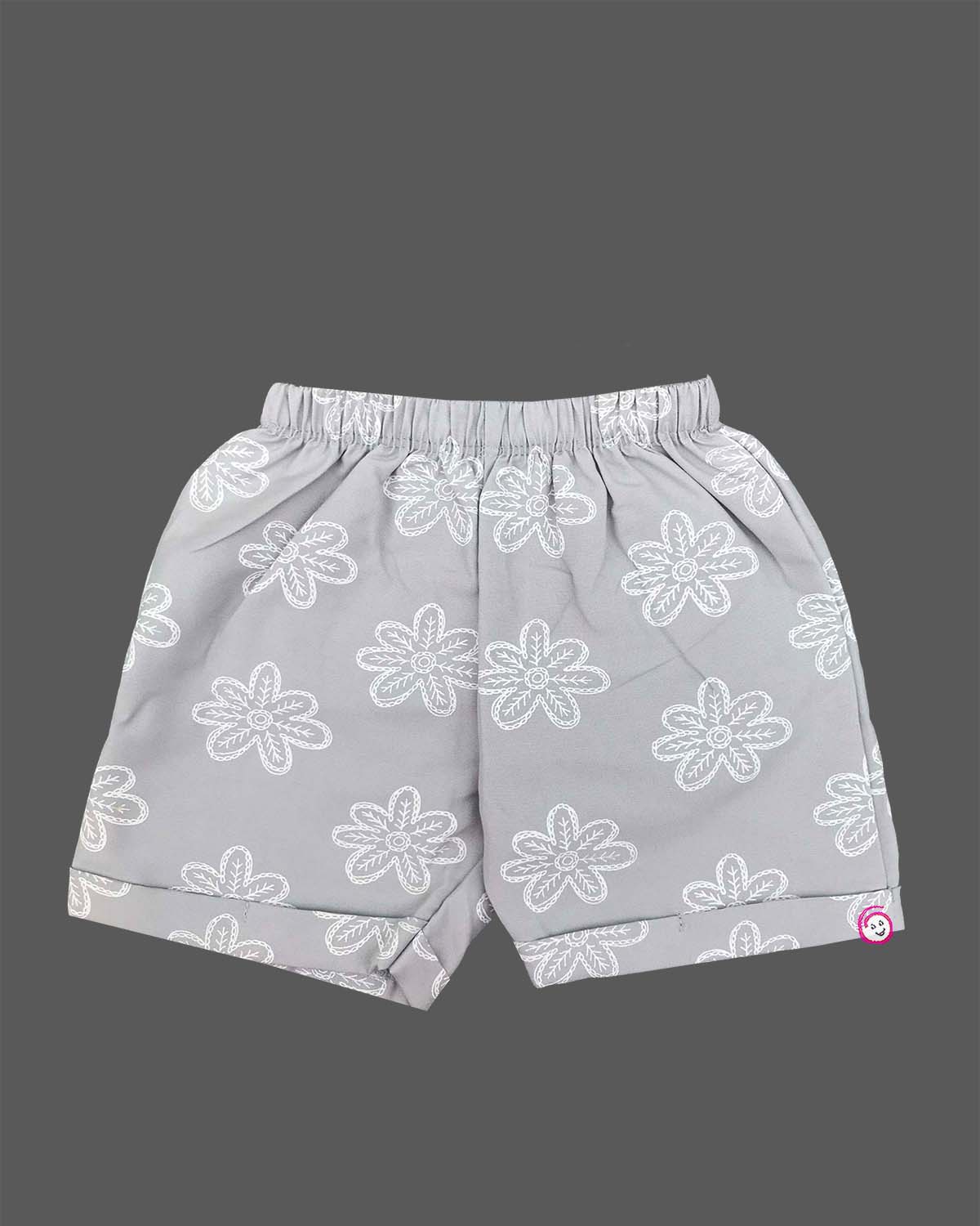 Printed short-sleeve collared shirt and elasticized shorts clothing set for young boys