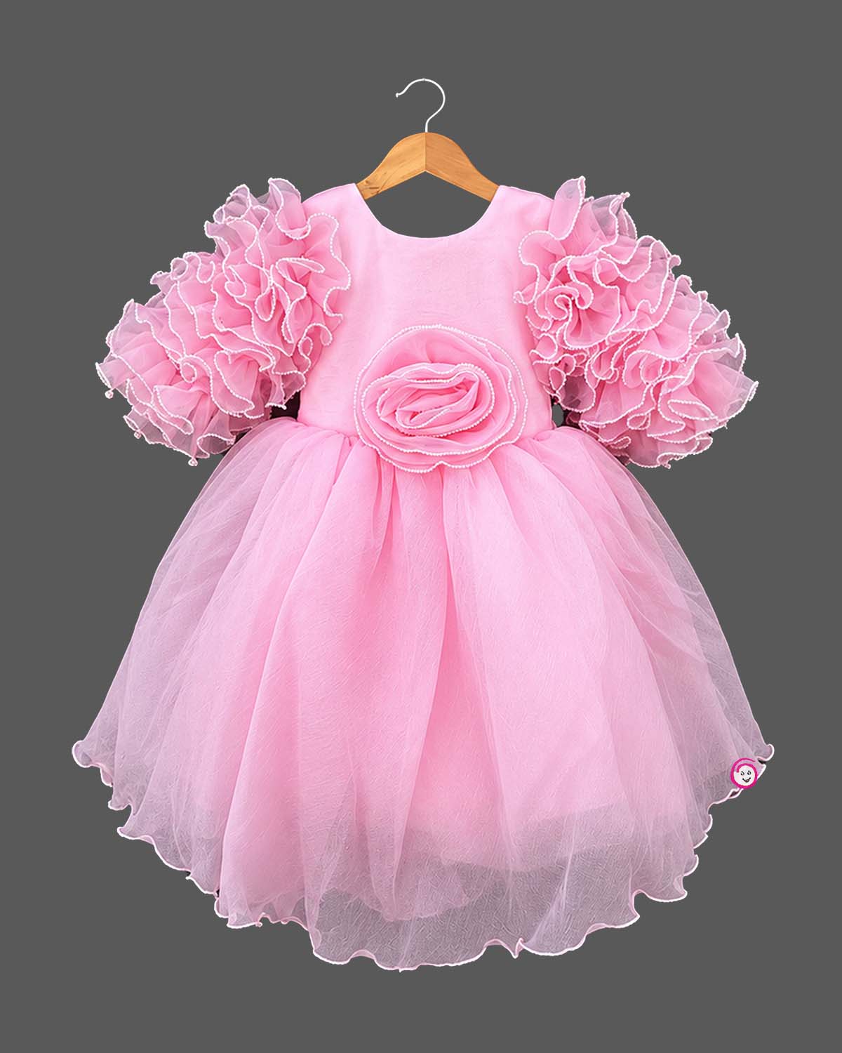 Girl Baby Ruffled Party Frock for Birthday Party and Wedding Reception