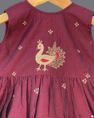 Girls Beautiful One Peacock Embroidery Frock