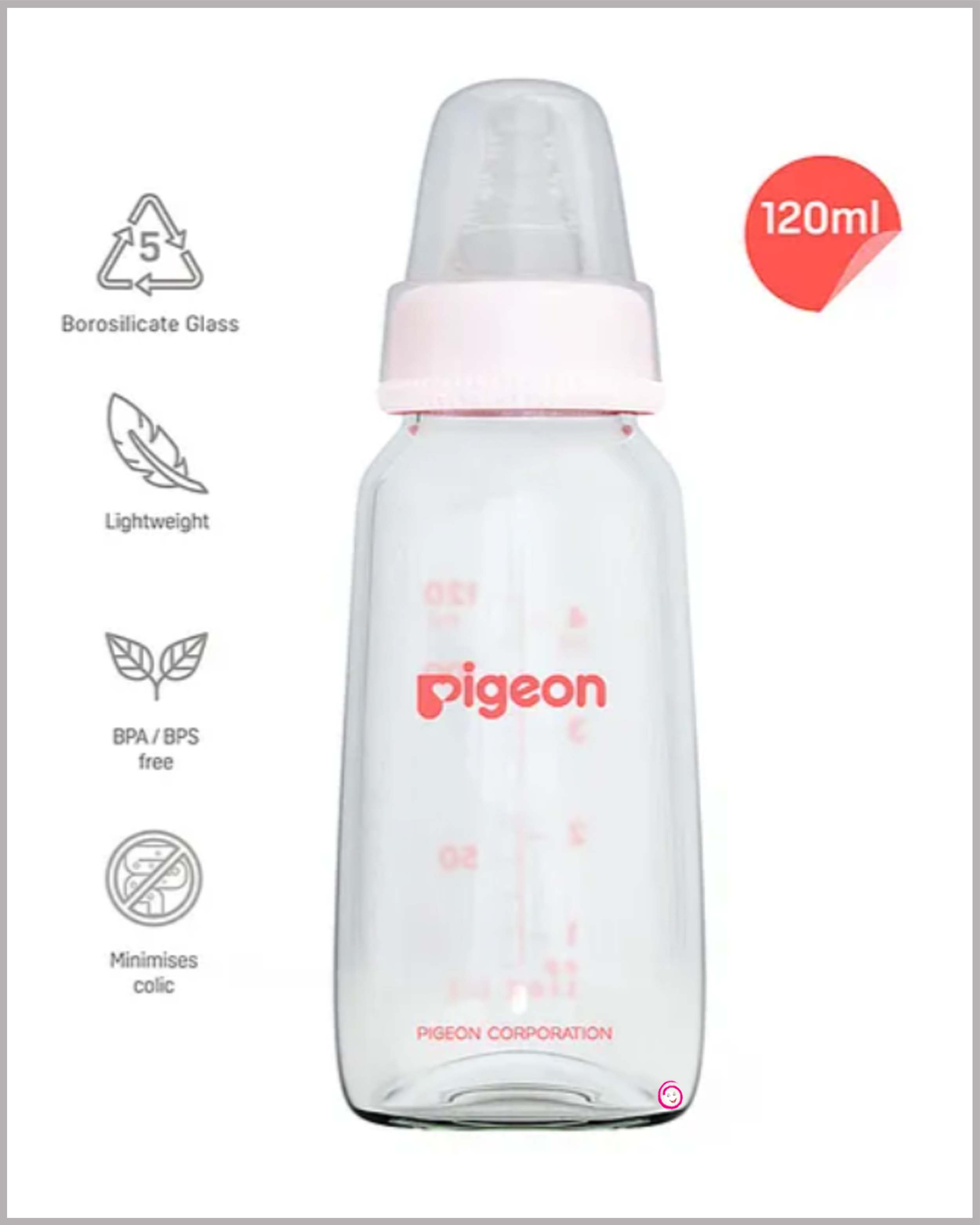 Pigeon glass feeding bottle with Nipples