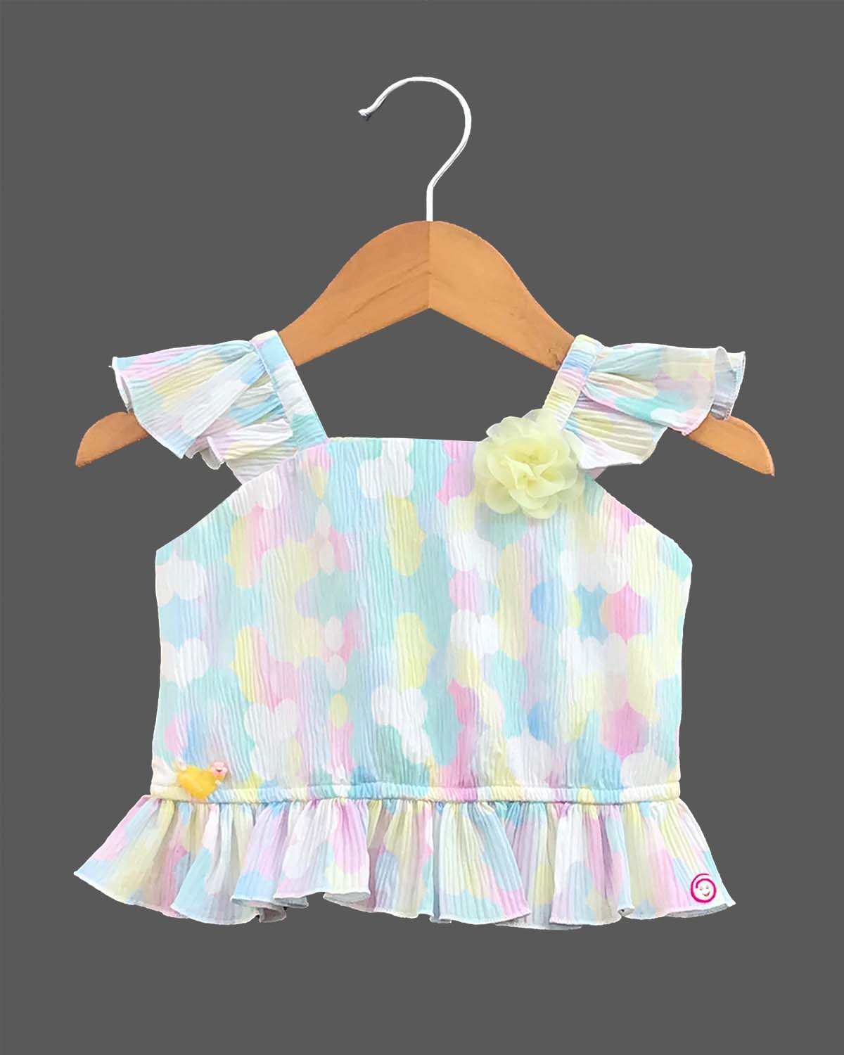 Girls frill sleeve western top & skirt - Lemon Yellow