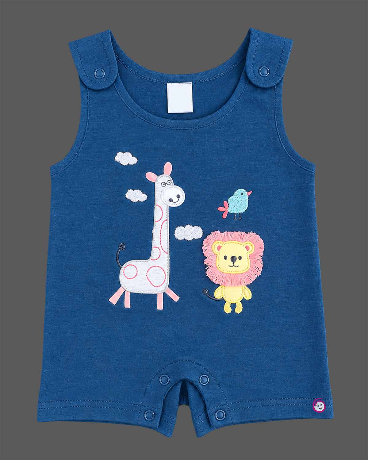 Baby boy printed short sleeve t-shirt and blue animal graphic short romper set