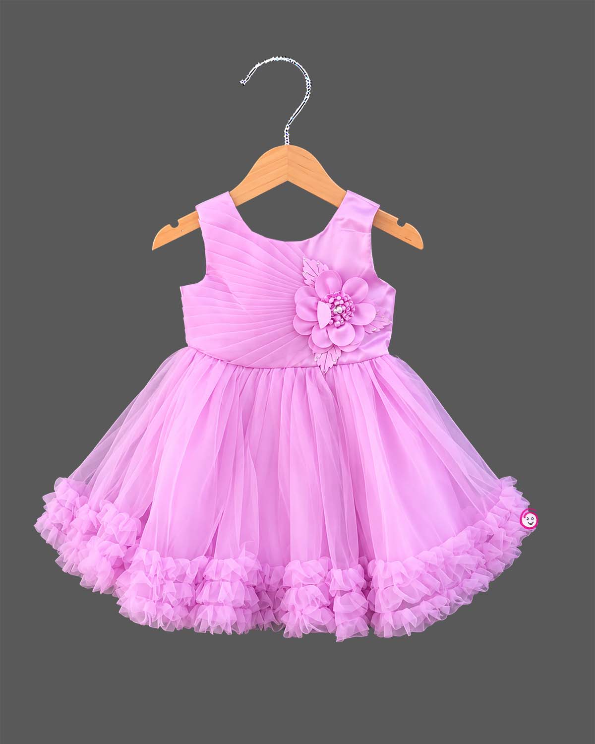 little princess pleated net frock sleeveless party wear dress