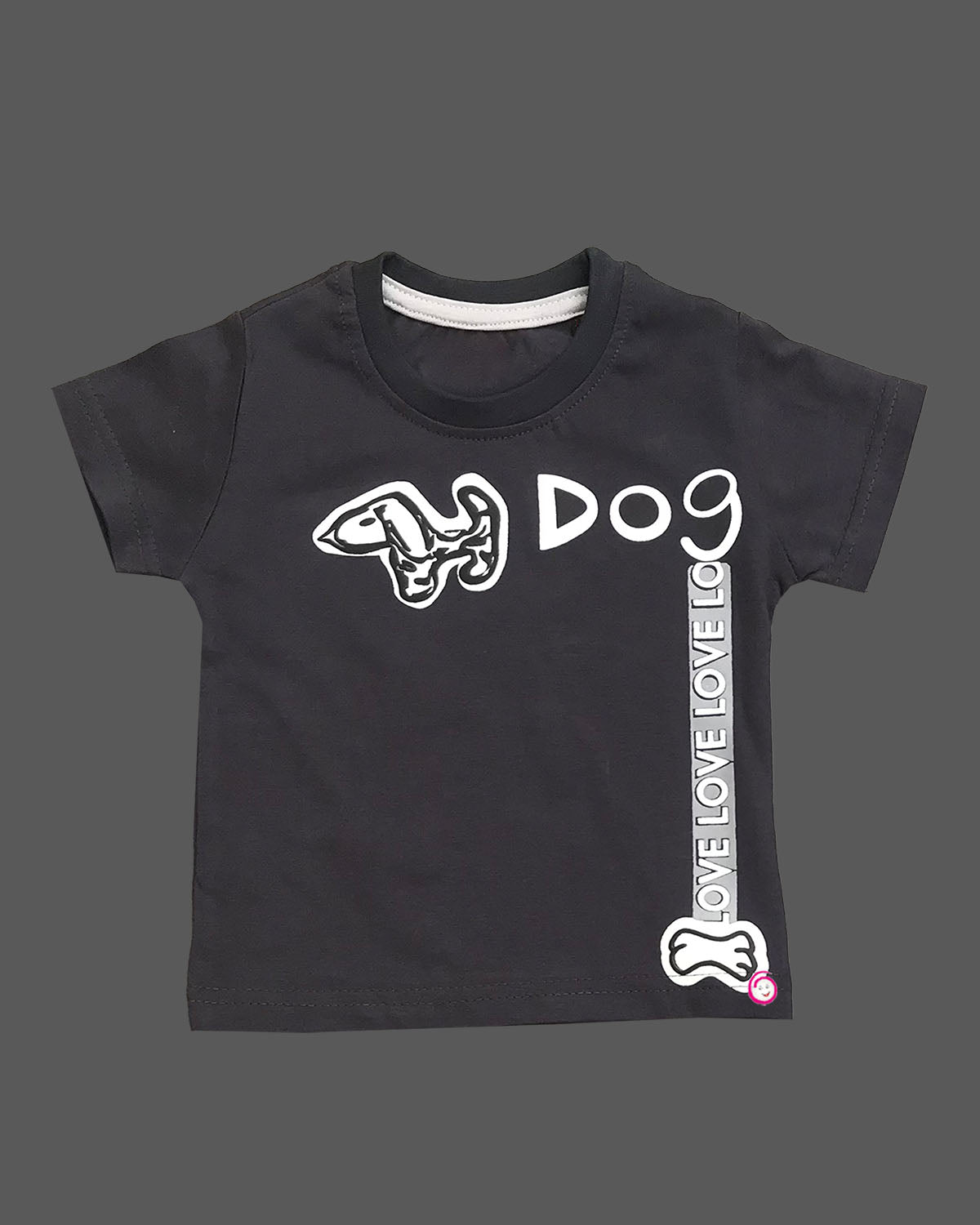 Boys dog printed tee with shorts - Grey