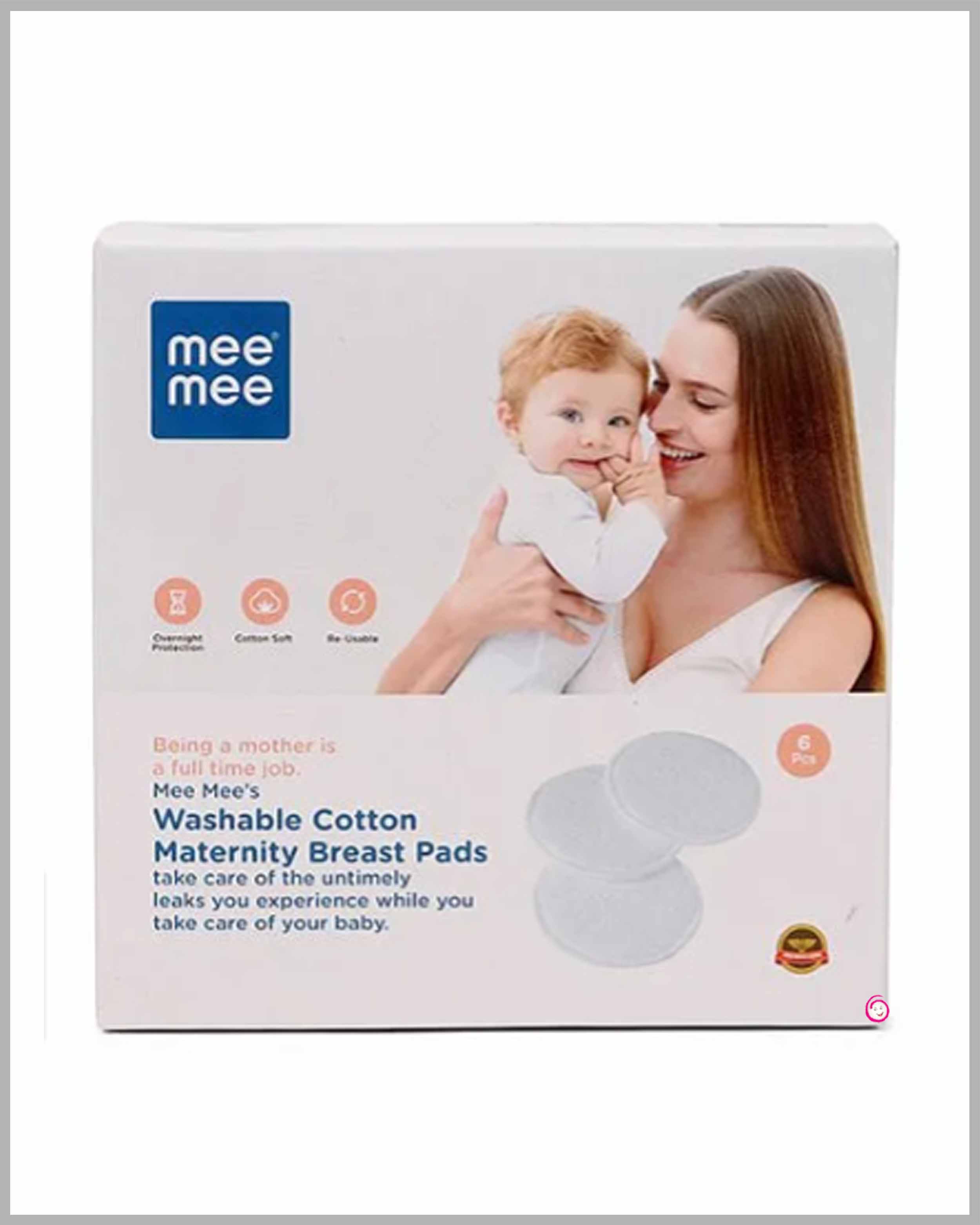 Mee Mee Washable Cotton Maternity Breast Pads - 6 Pieces