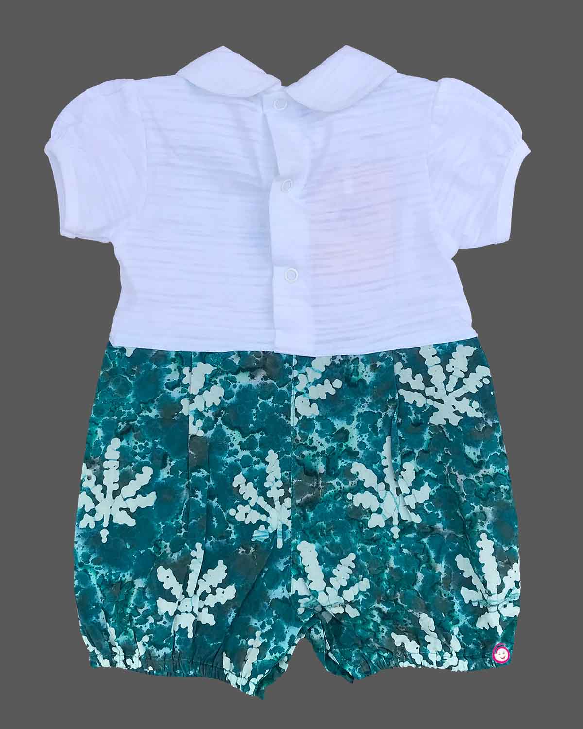 Boys leaf printed with half romper - Ramar Blue