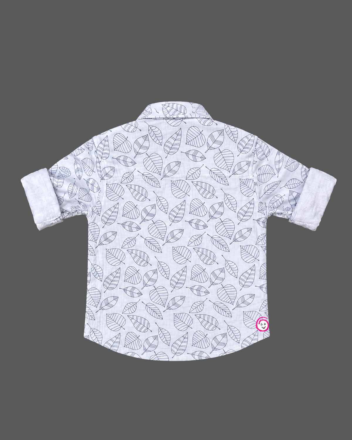 Boy button-down shirt with leaf pattern for party wear for boys