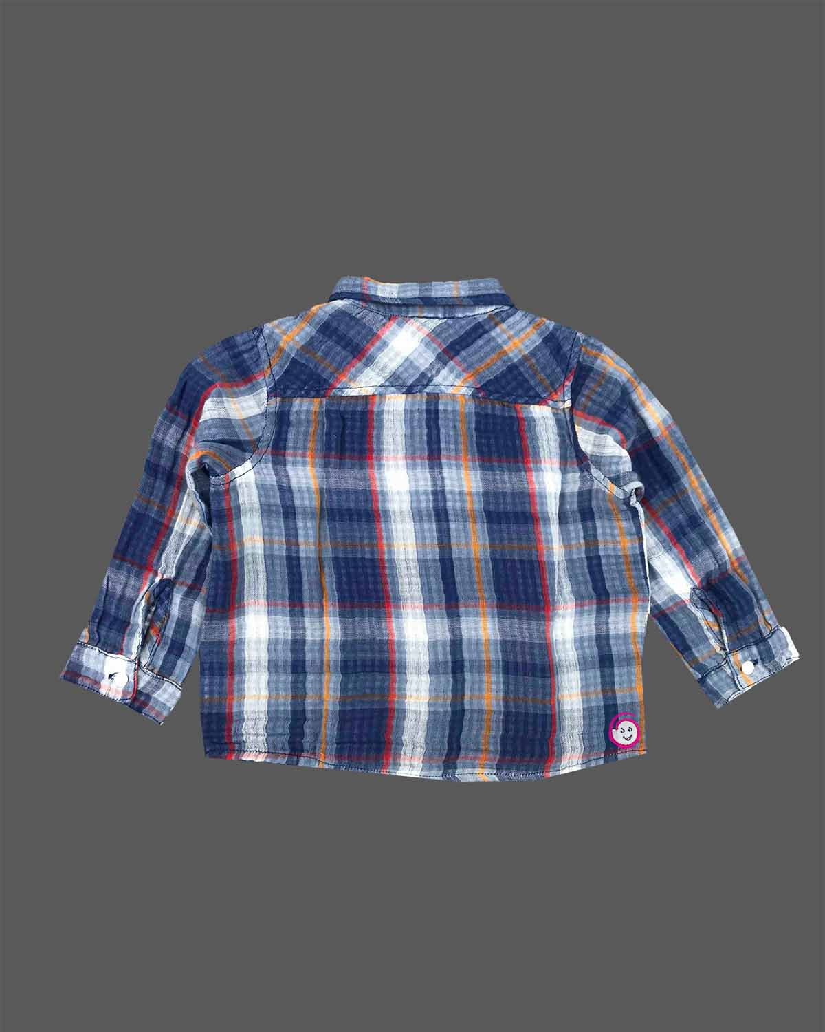 Infant checked cotton shirt full sleeves button down for casual gatherings and family outings