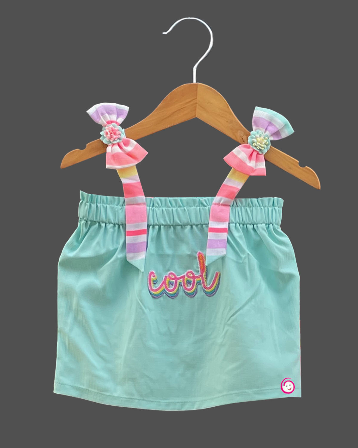 Girls western top & skirts with sleeveless - Sea Green