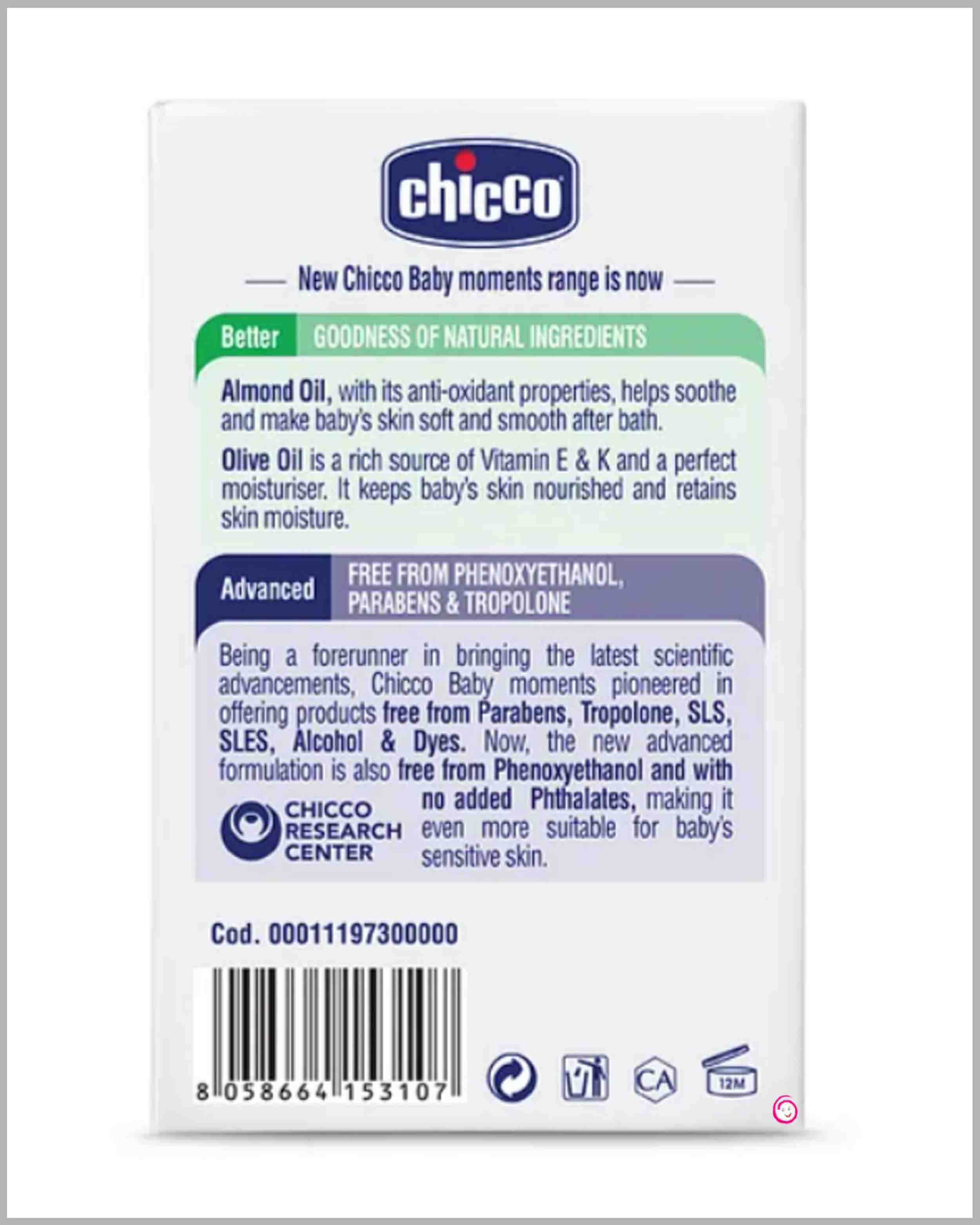 Chicco Baby Moments Almond and Olive Oil Soap - 75g