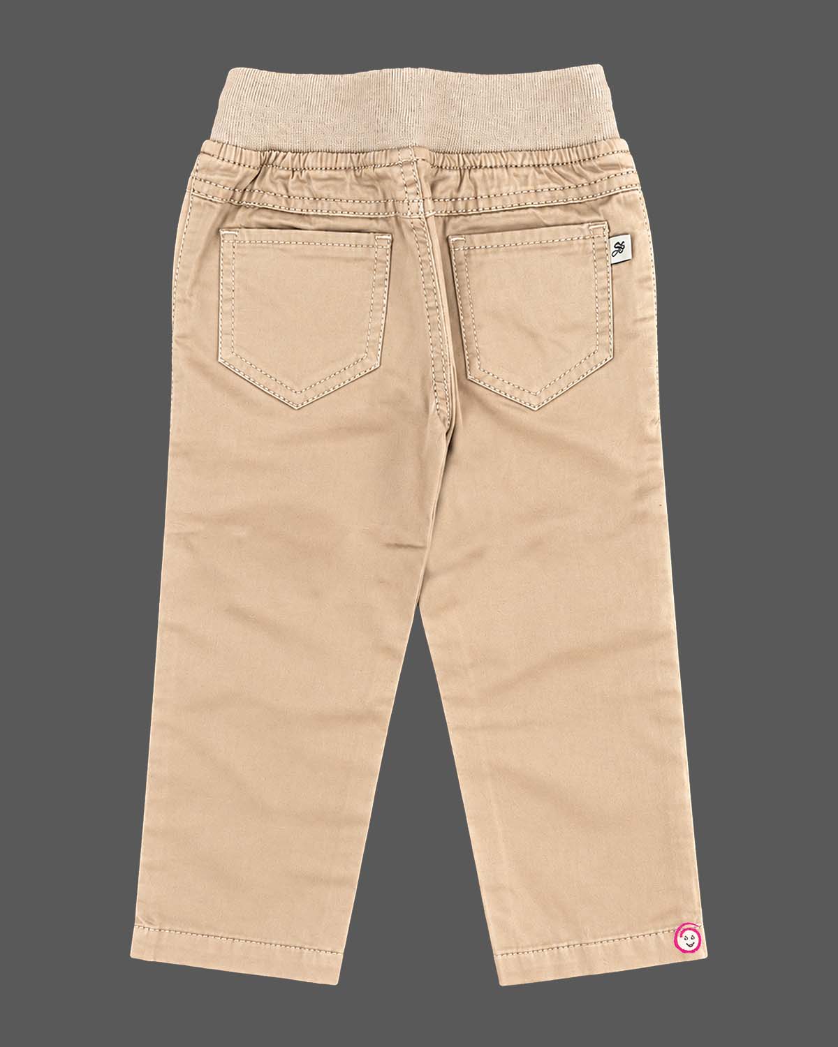 Toddler boys cotton twill pants with elastic waistband and drawstring for festive wear