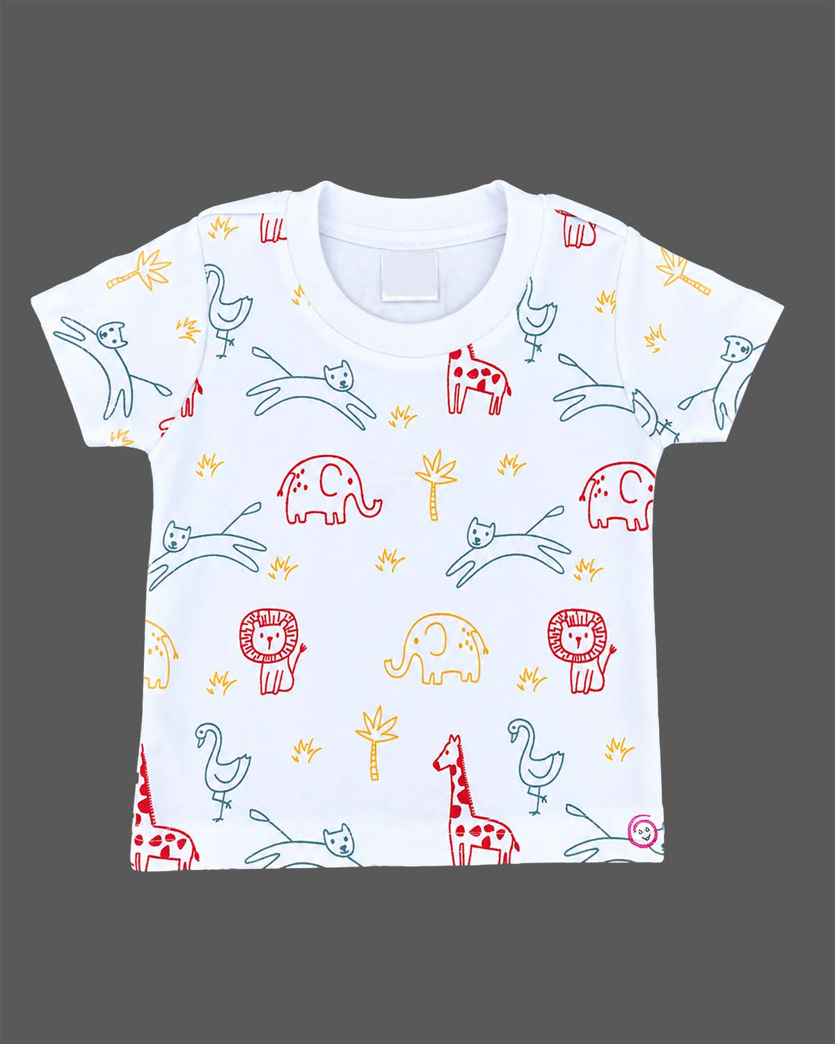 Baby boys animal print t-shirt and blue dungaree set