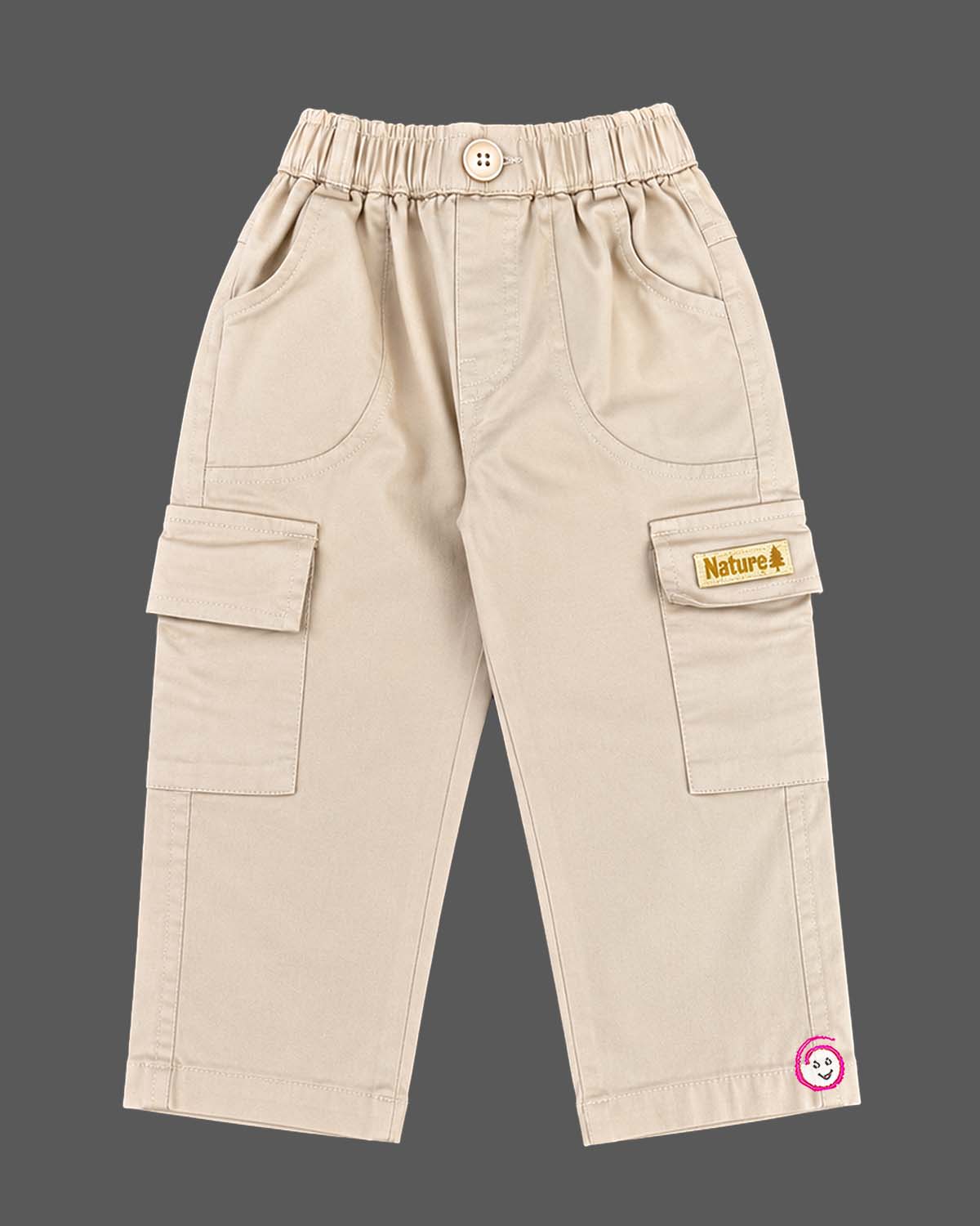 Kids cargo pants set featuring a button-down collar and utility pockets for everyday wear.
