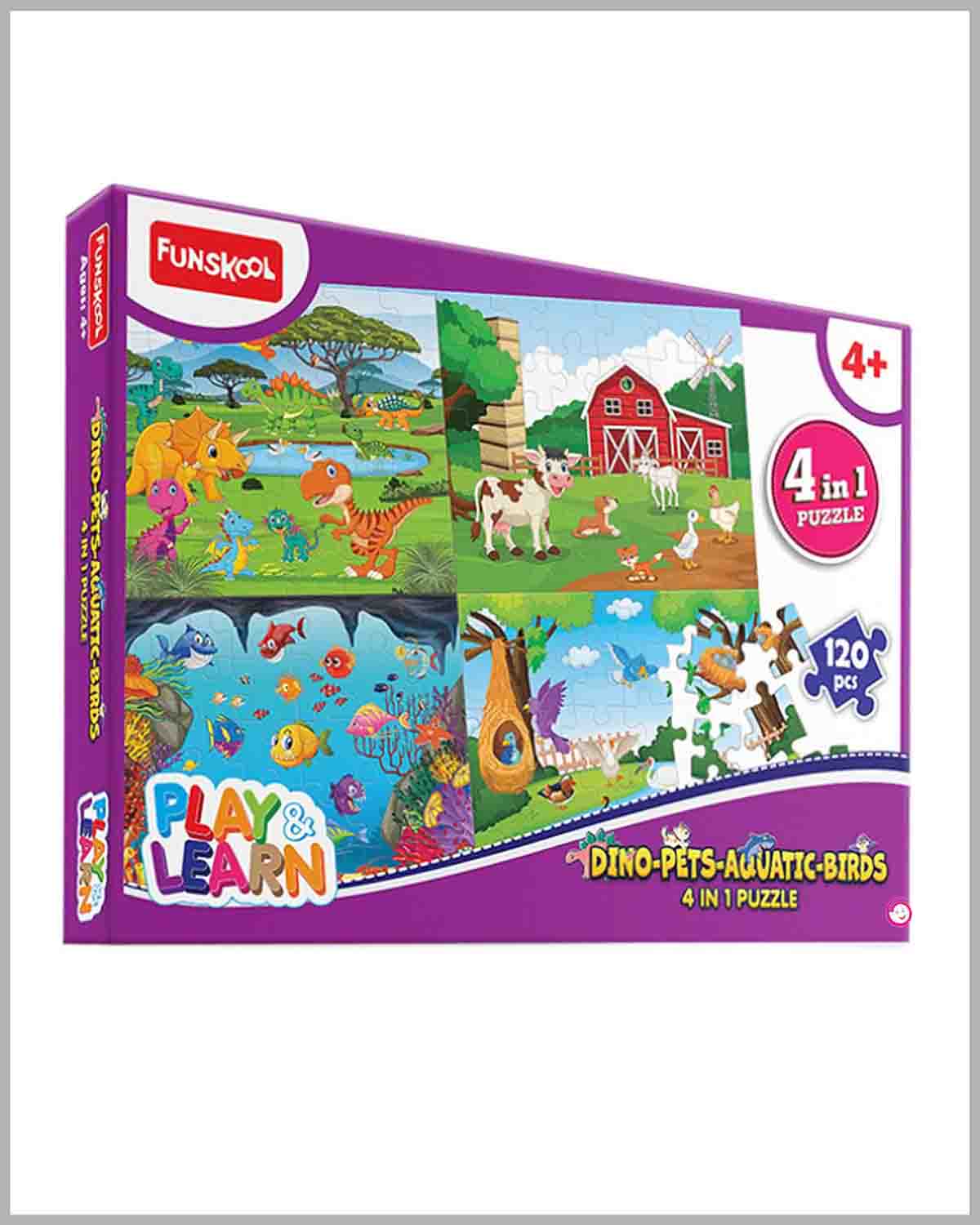 Funskool Play & Learn-Dino-Pets-Aquatic-Birds 4in1,Educational Puzzle