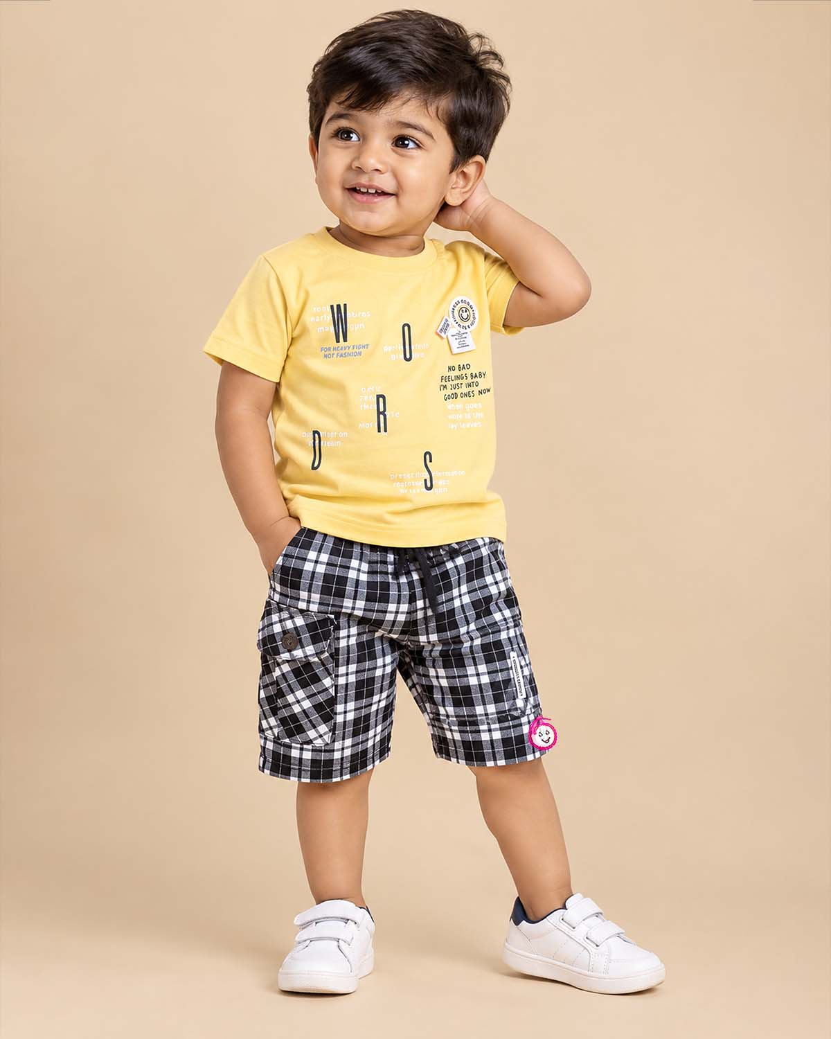 Boys Graphic Printed T-Shirt and Patterned Shorts Set for Toddlers