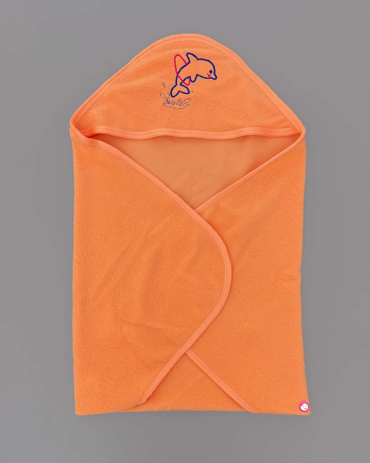 Quick Dry Dolphin Printed Hooded Towel - Orange
