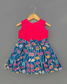 Girls floral printed traditional frock - Ariel Blue