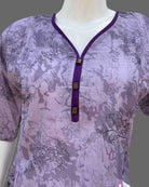 Women Over All Floral Printed Kurti With Zip - Lavender