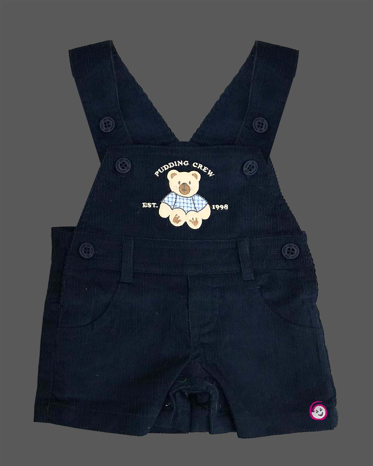 Stylish junior statement piece bear printed short sleeve shirt paired with corduroy overalls