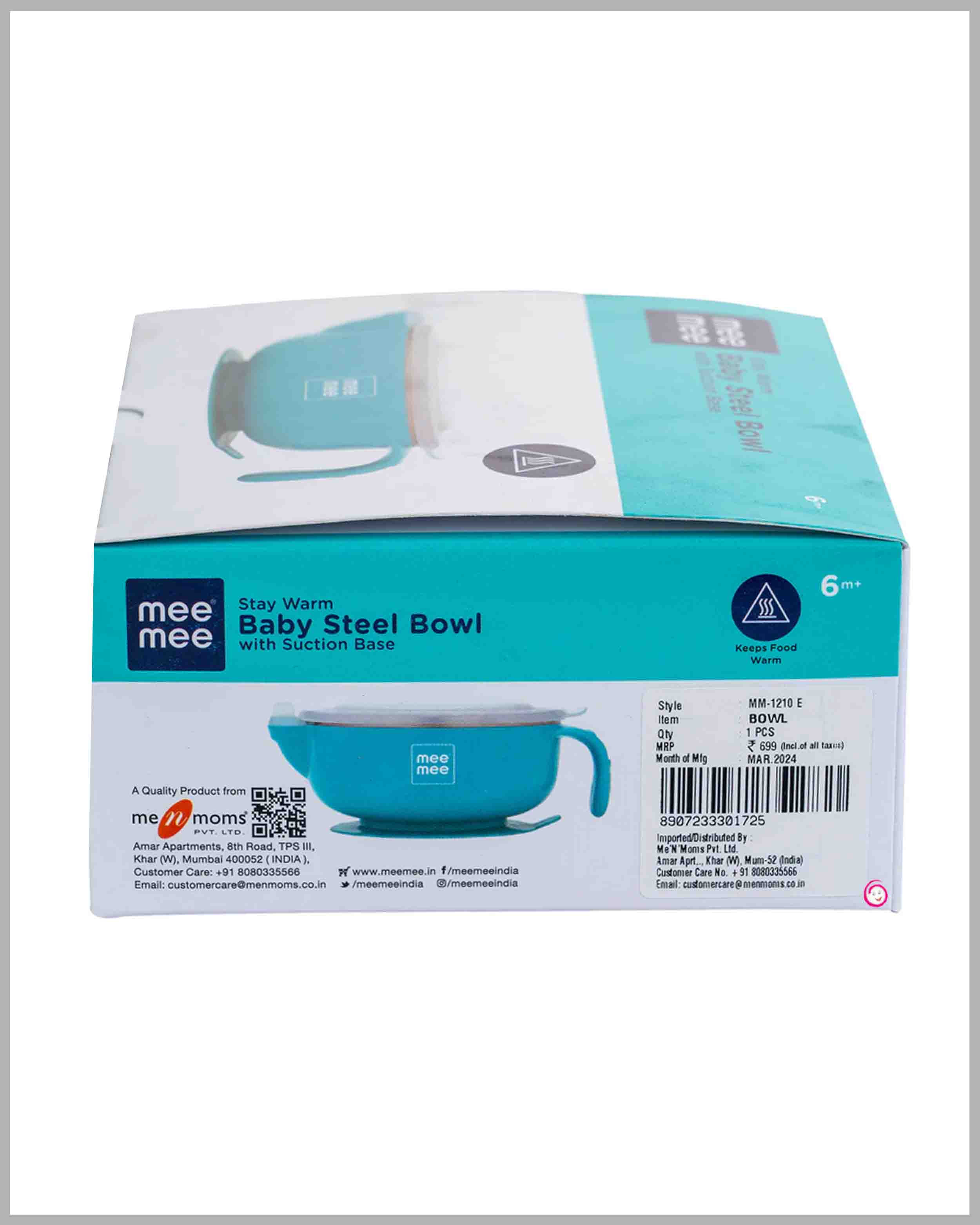 Mee Mee Stay Warm Baby Steel Bowl - Blue