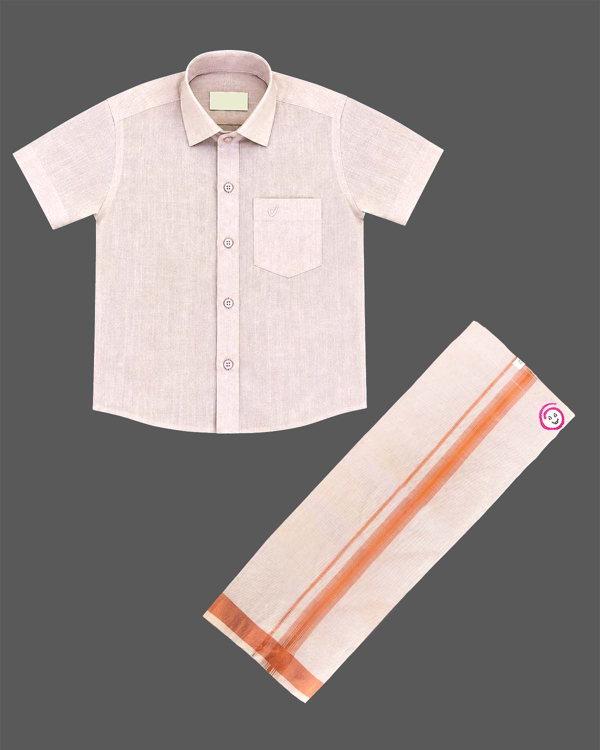 Traditional shirt and dhoti ethnic outfit for young boys festive functions