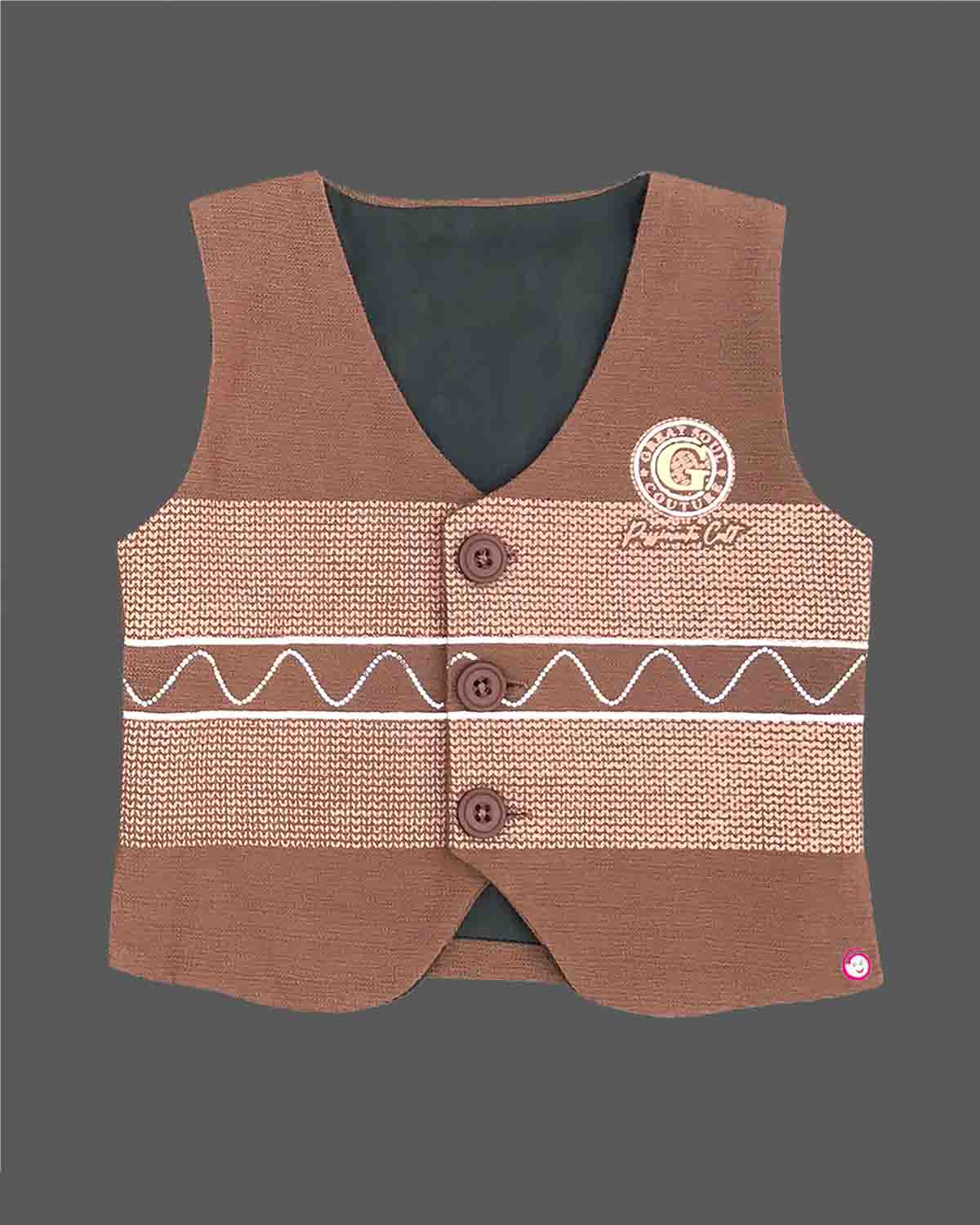 Boy full sleeve with waistcoat set - Brown
