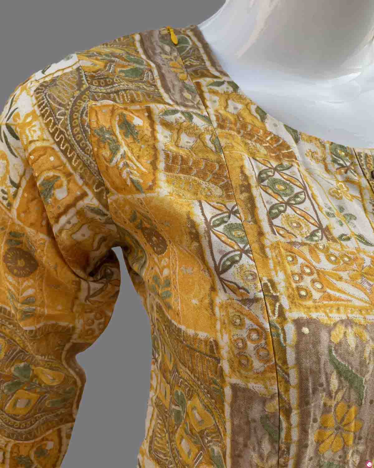 Printed Long Maternity & Feeding Top With Zip - Yellow