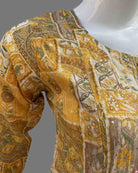 Printed Long Maternity & Feeding Top With Zip - Yellow