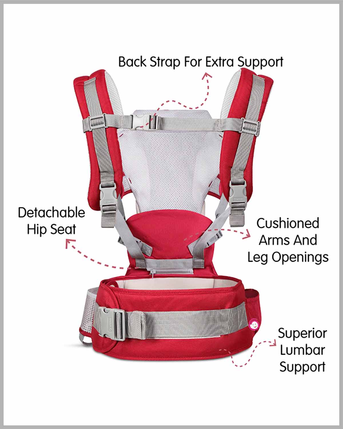 1st Step 5 In 1 Hip Seat Baby Carrier Baby Carrier - Red