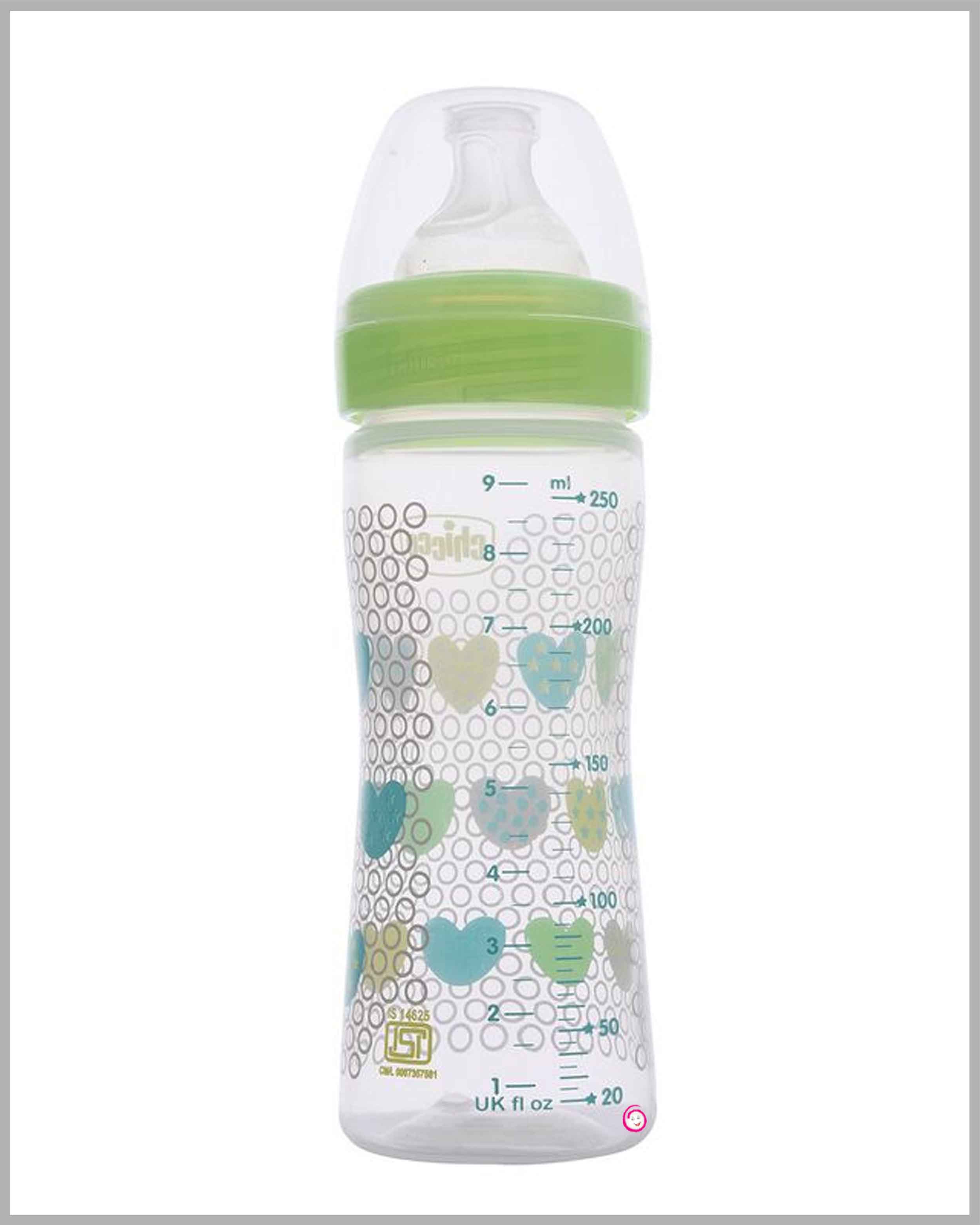 Chicco well-being feeding bottle (2M+) 250ml - Green