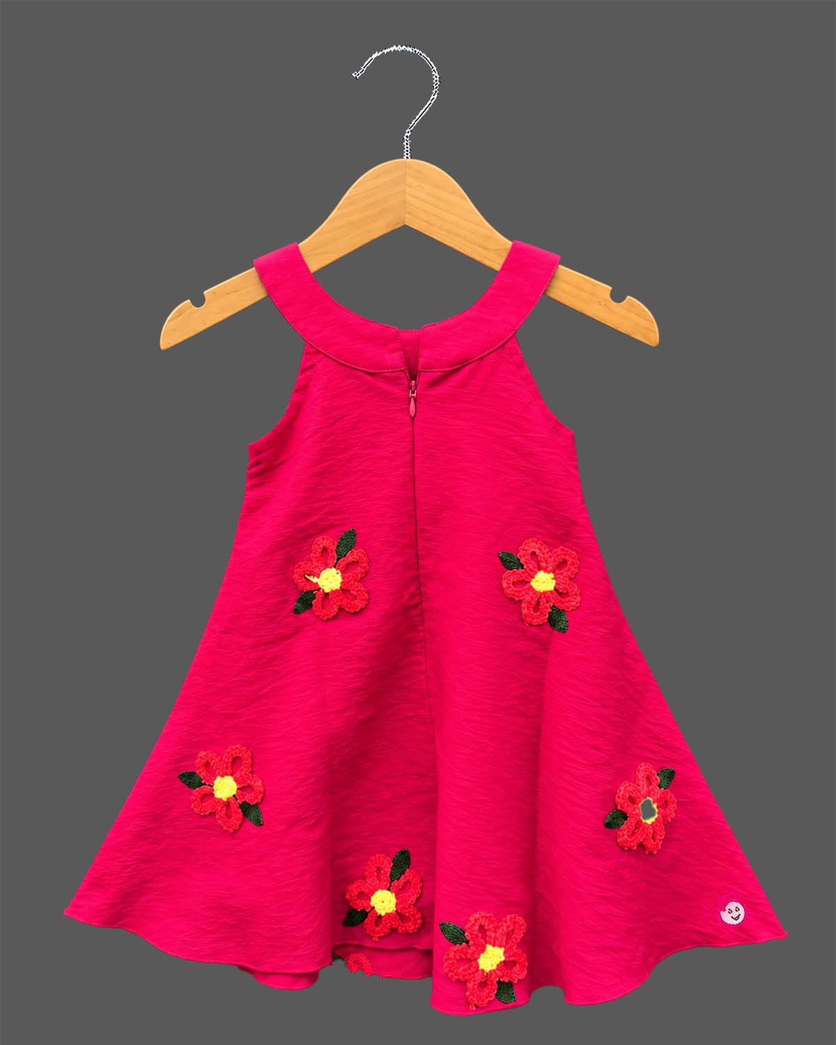 infants frock with floral embroidery bow knot sleeveless casual dress for girls