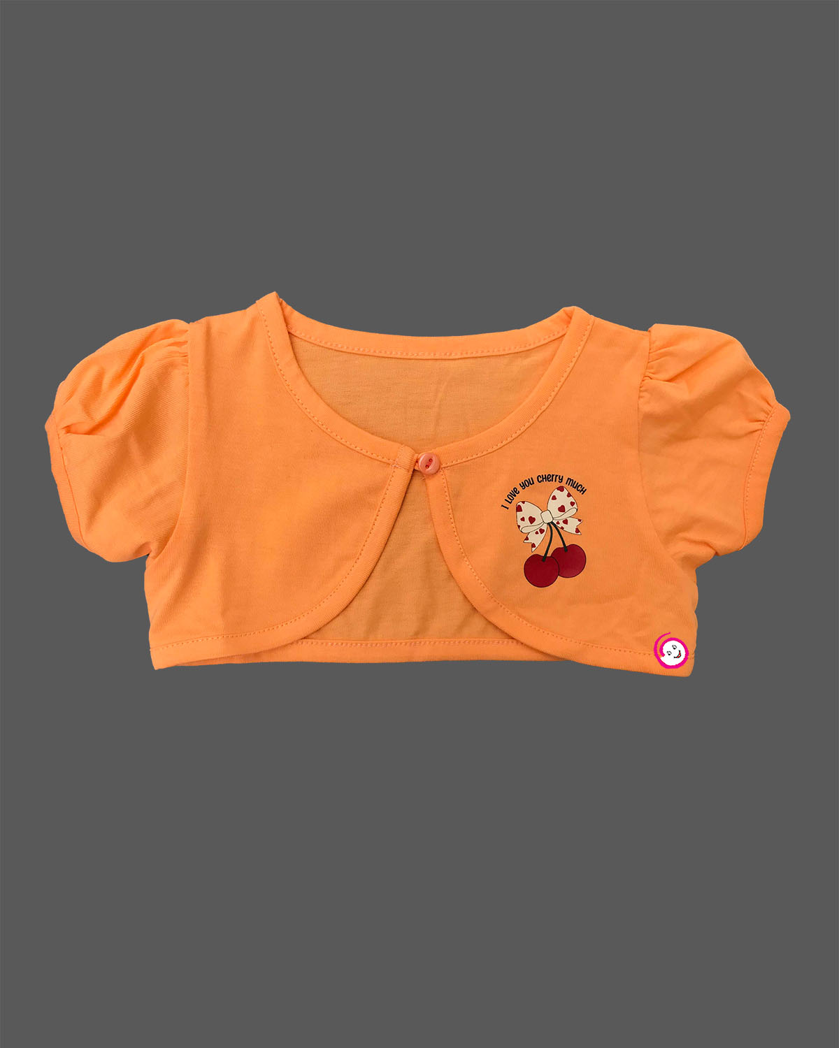 Infant cotton frock with short puff sleeves and printed pattern for casual outing