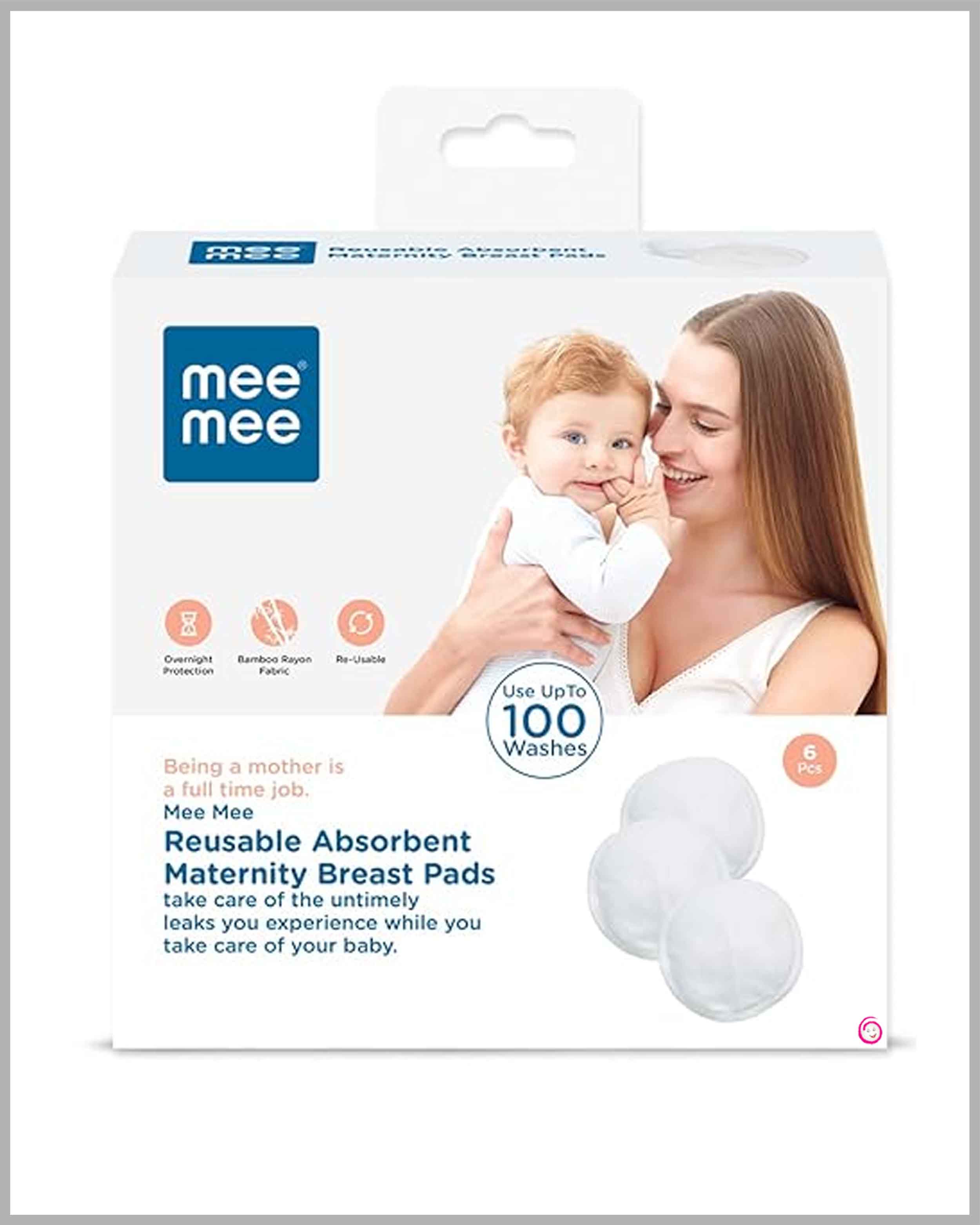 Mee Mee Washable Cotton Maternity Breast Pads - 6 Pieces