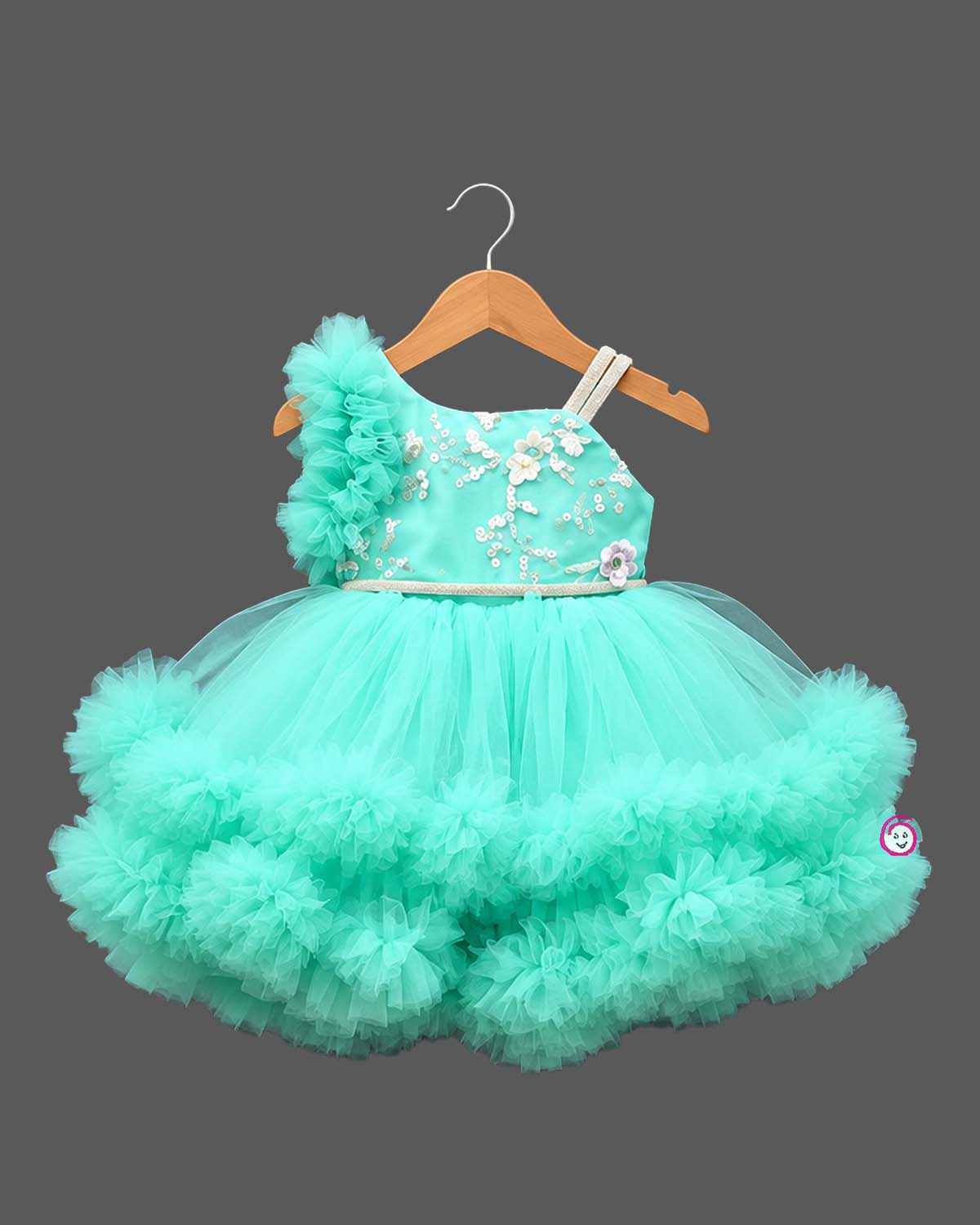 Party frocks for baby girl with floral embroidered bodice for special occasions.