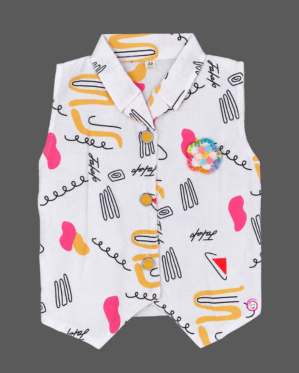 Sleeveless printed top paired with a pleated skirt baby western wear dress for girls