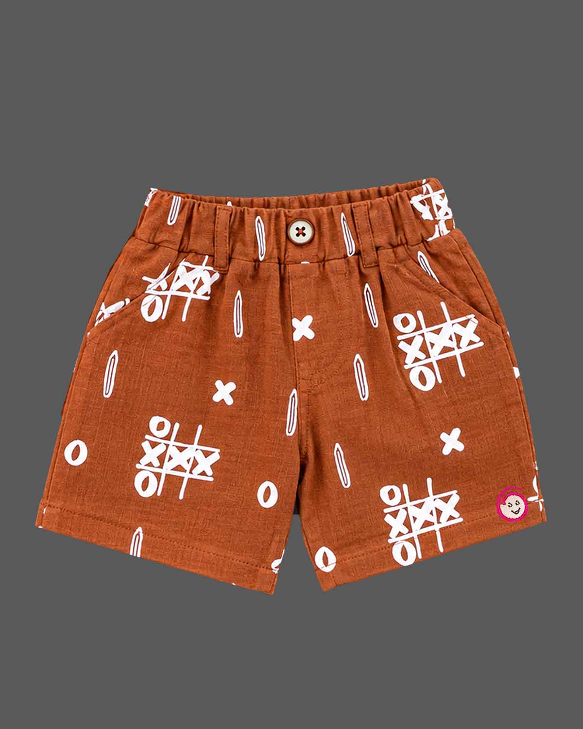 Toddler boy ethnic wear printed shirt and shorts set with camp collar and elastic waist