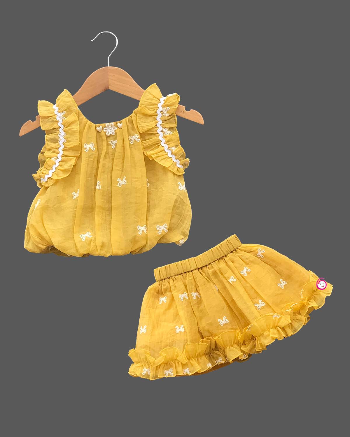 Girls sleeveless western top & skirt - Yellow