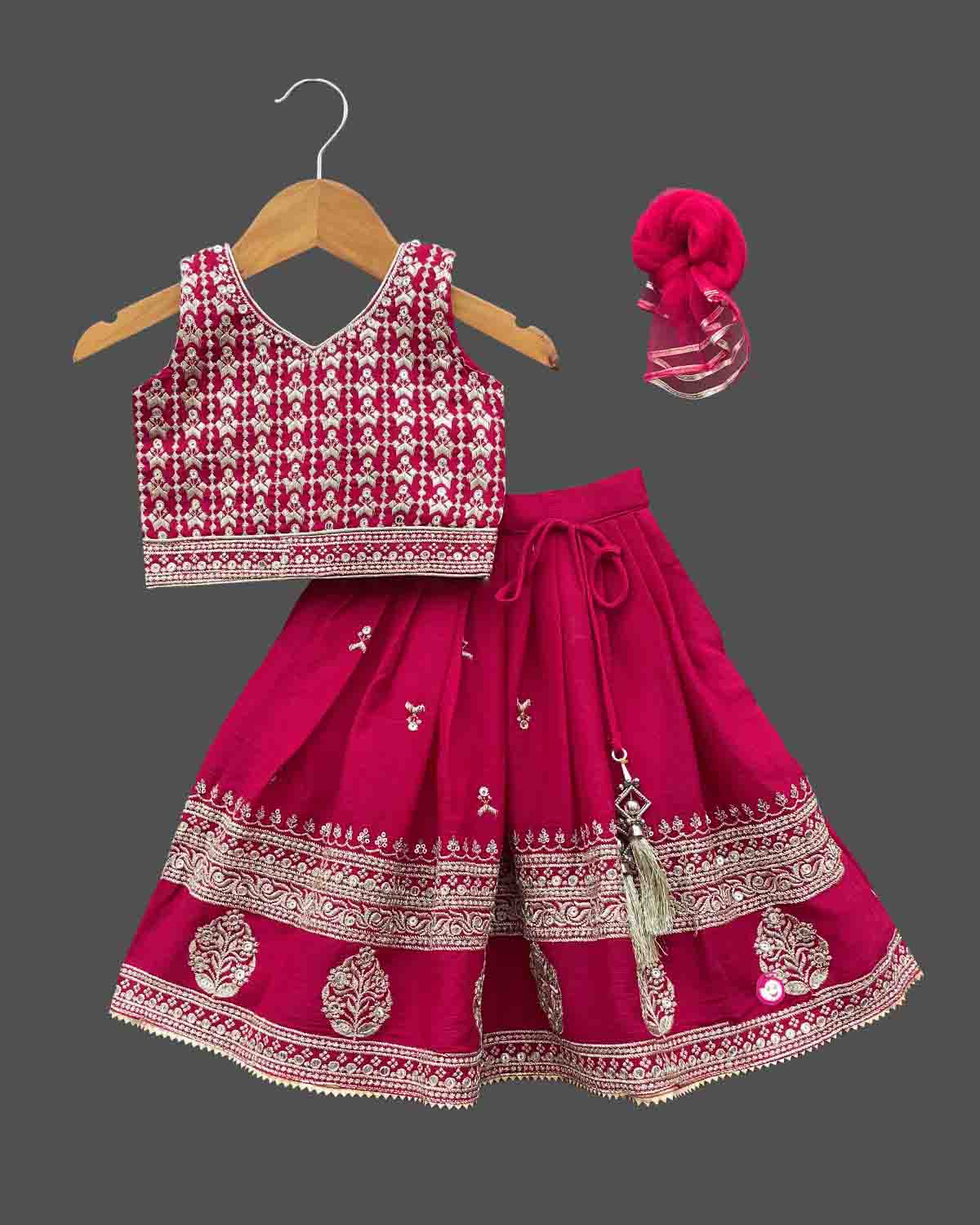 Girls printed with sequin ethnic choli - Magenta