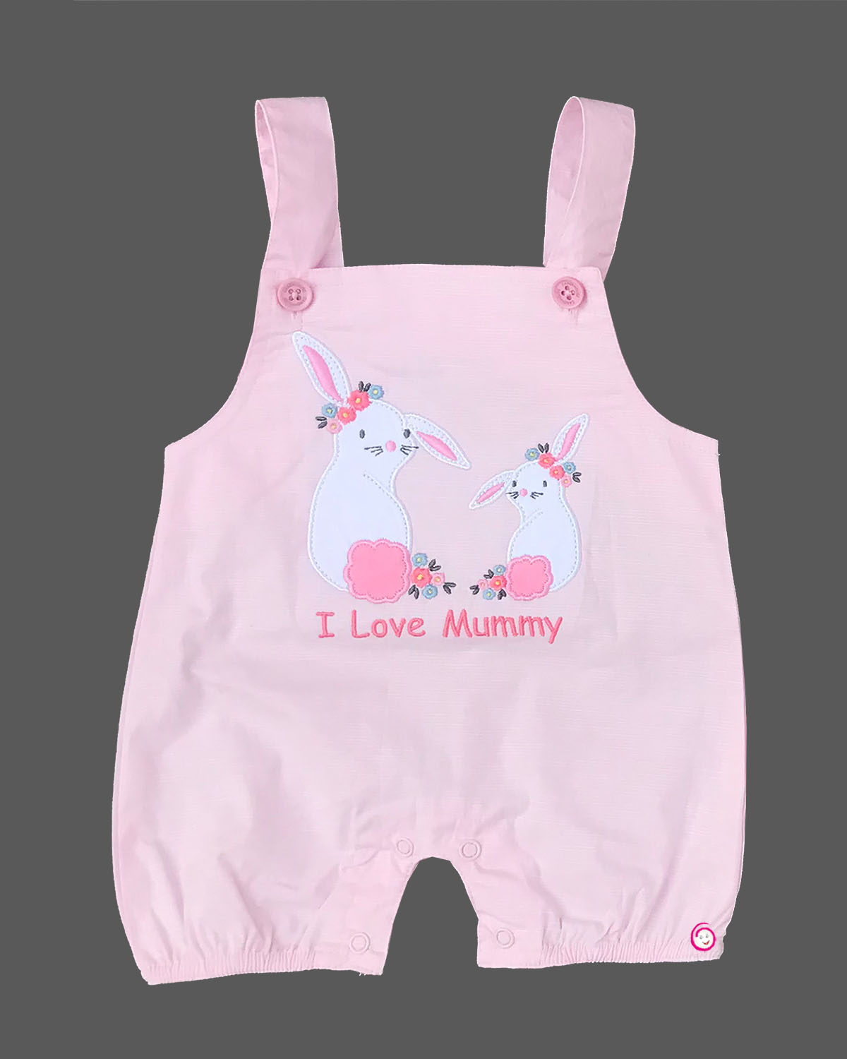 Girls rabbit printed tee with half romper - Baby Pink