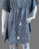 Maternity overall floral printed butterfly sleeve top & pant set - Ariel Blue