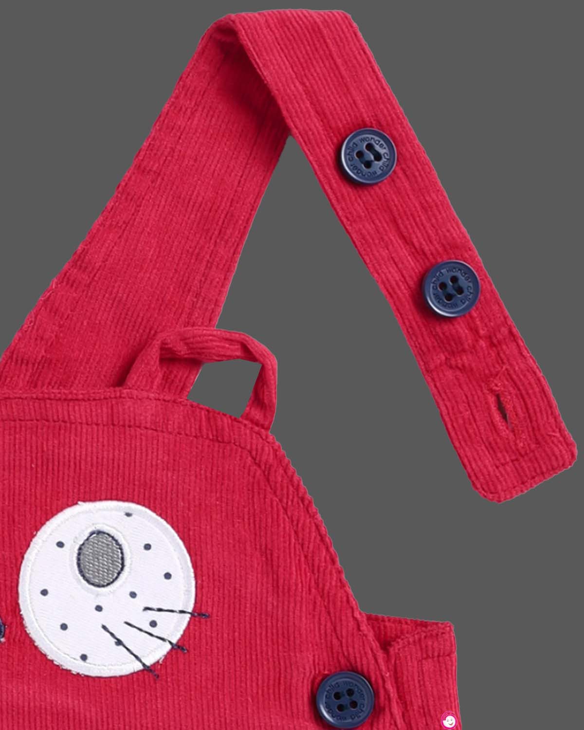 Girls printed half sleeve dungaree set - Red
