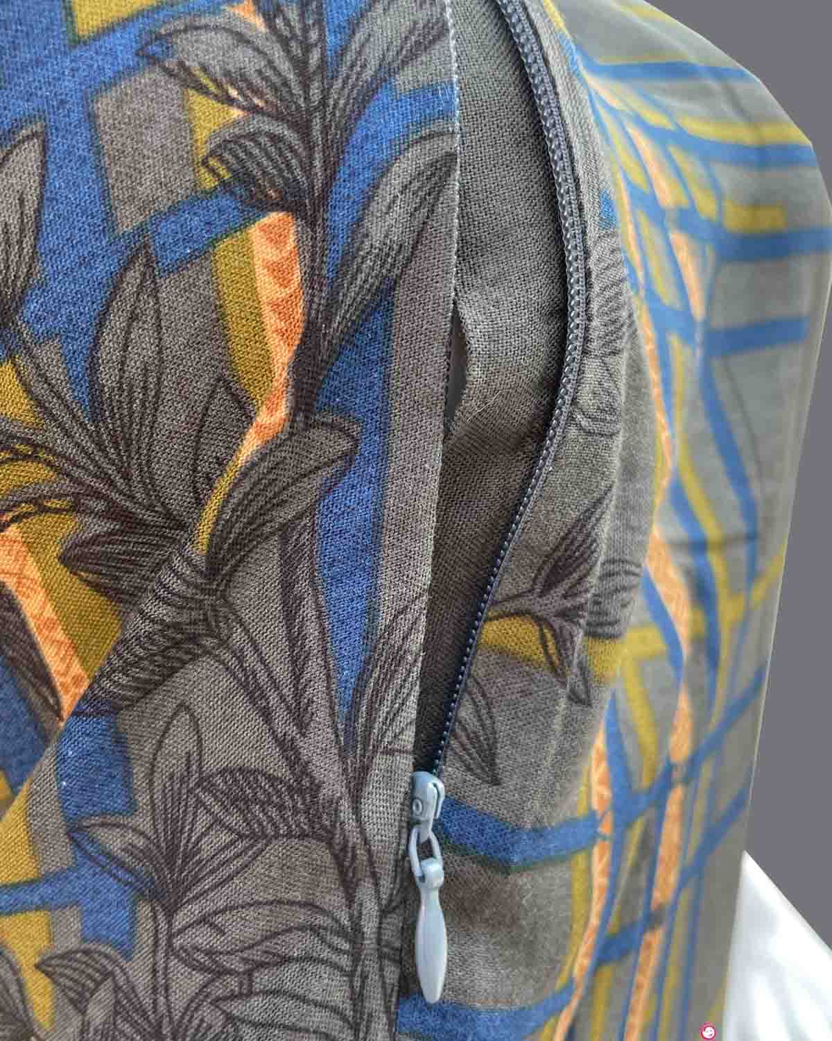 Maternity overall printed 3/4 sleeve top with zip - Dark Grey