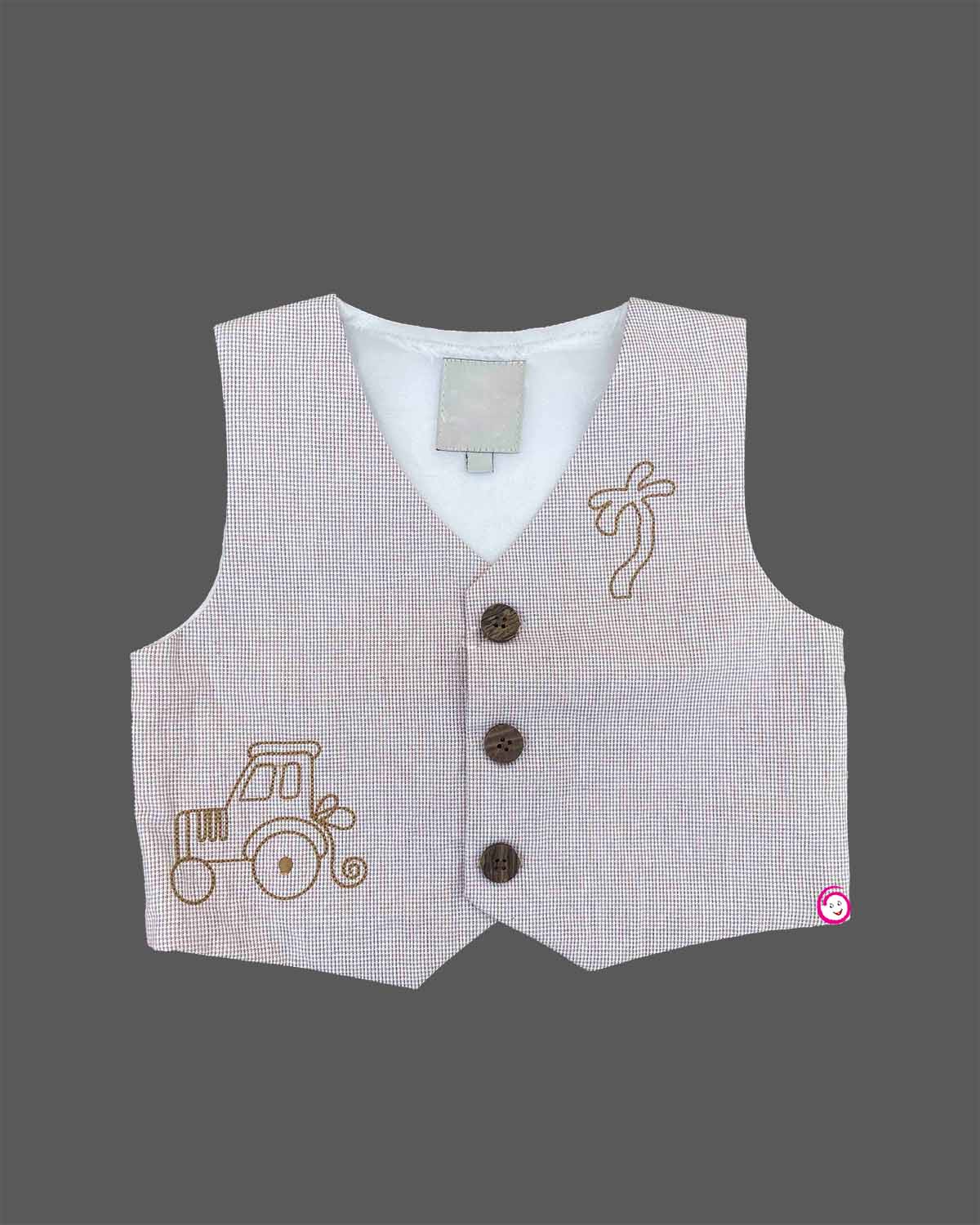 indo western dress for boys waistcoat set with bow tie and tractor embroidery