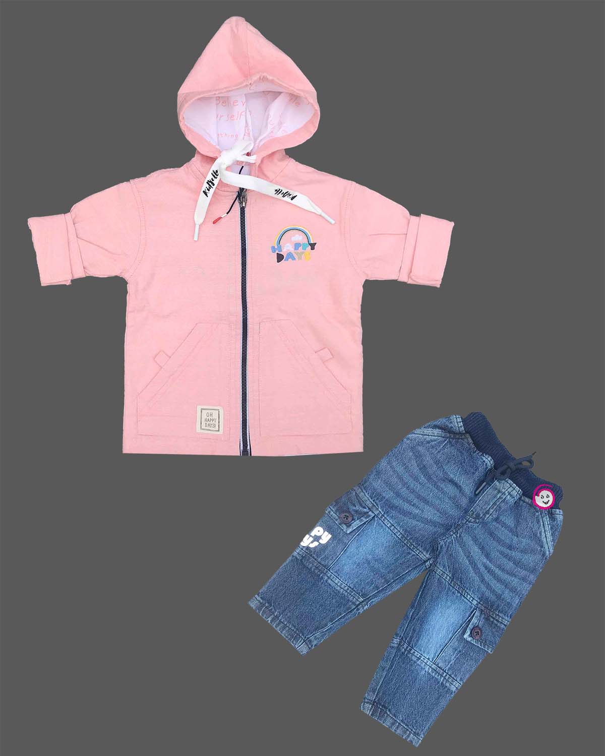 Little gentleman hooded jacket and pants set for casual wear and outdoor play