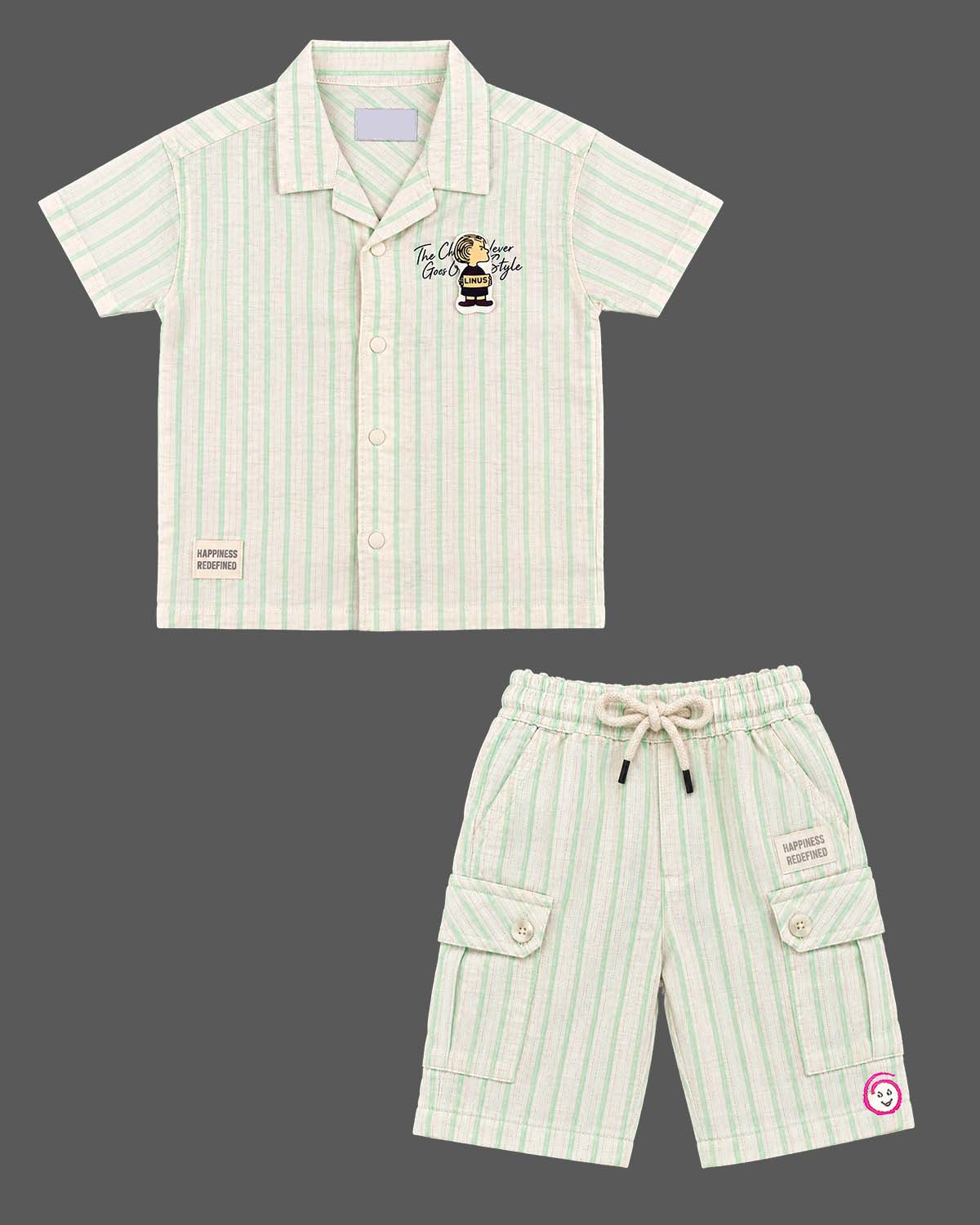 Toddler wearing collar button-down shirt and shorts as baby boy western wear.