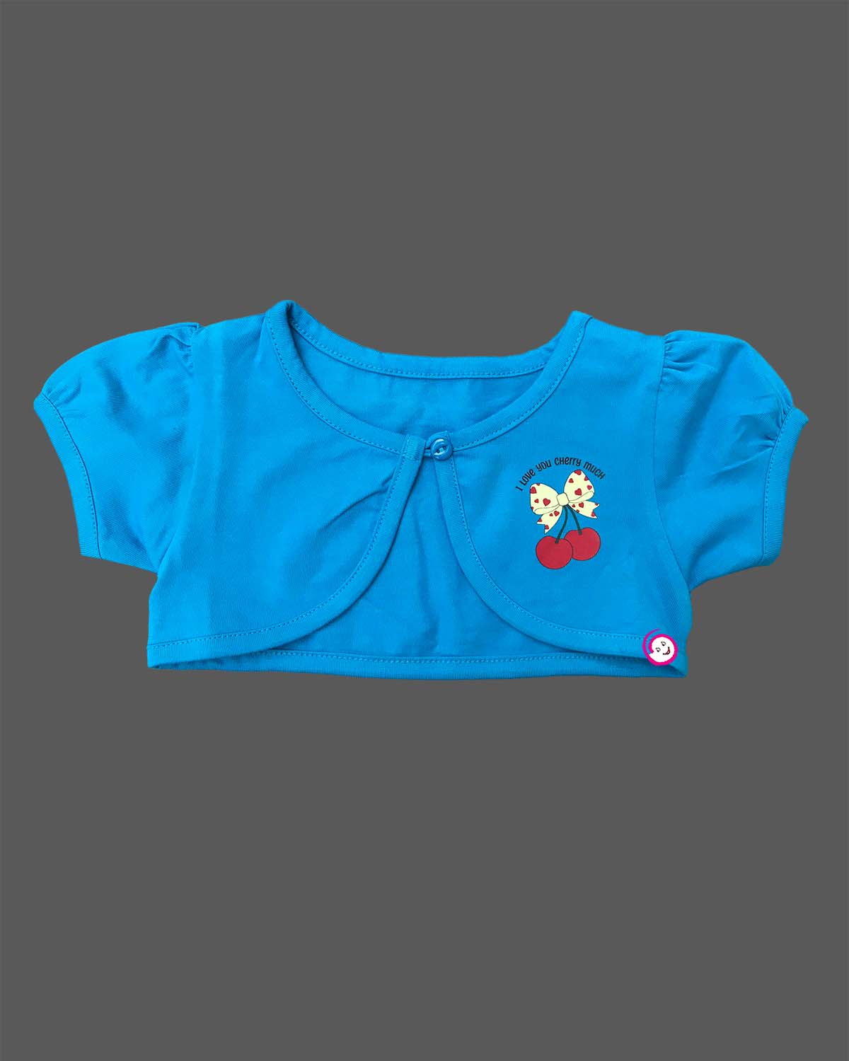Toddler casual cotton frock with attached bolero overlay for playdates and daily wear