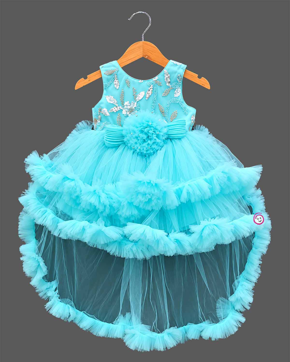 girlish gown infants frock party wear dress for children trail frock