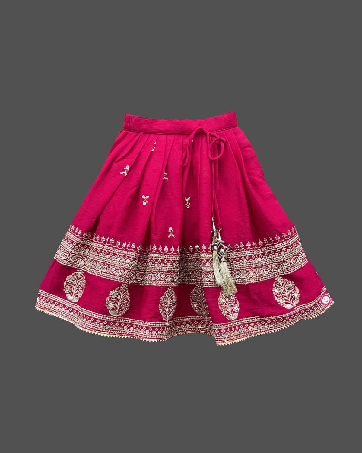 Girls printed with sequin ethnic choli - Magenta